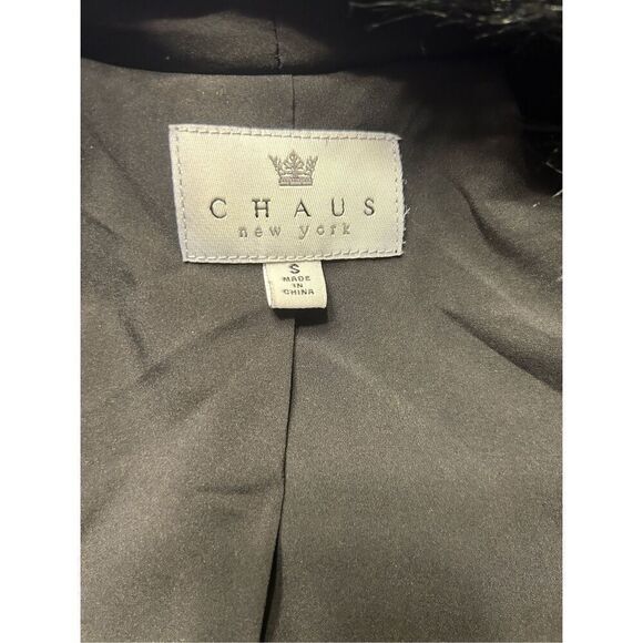 CHAUS New York Black lined Faux Fur Vest Size Small Open Front - Picture 4 of 7